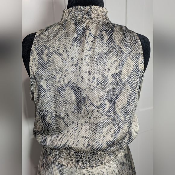 Evereve Allison Joy Cora Womens Midi Dress Snake Print Sleeveless sz L Wedding - Picture 9 of 13
